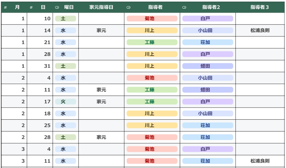 家元教場東京スケジュール