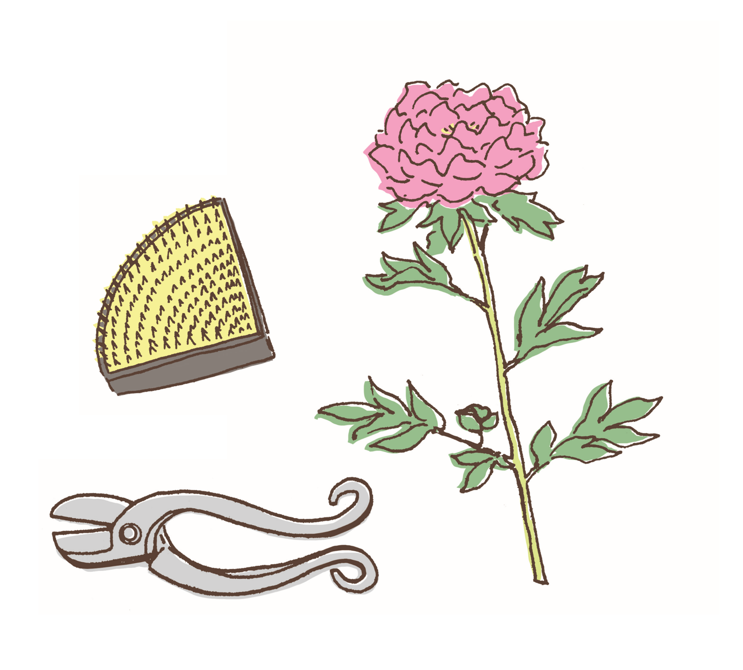 道具の使い方やお花の説明